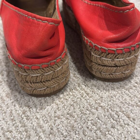 Prada Red Espadrille Platform Peep Hole Size 37.5 Authentic! - Picture 3 of 9